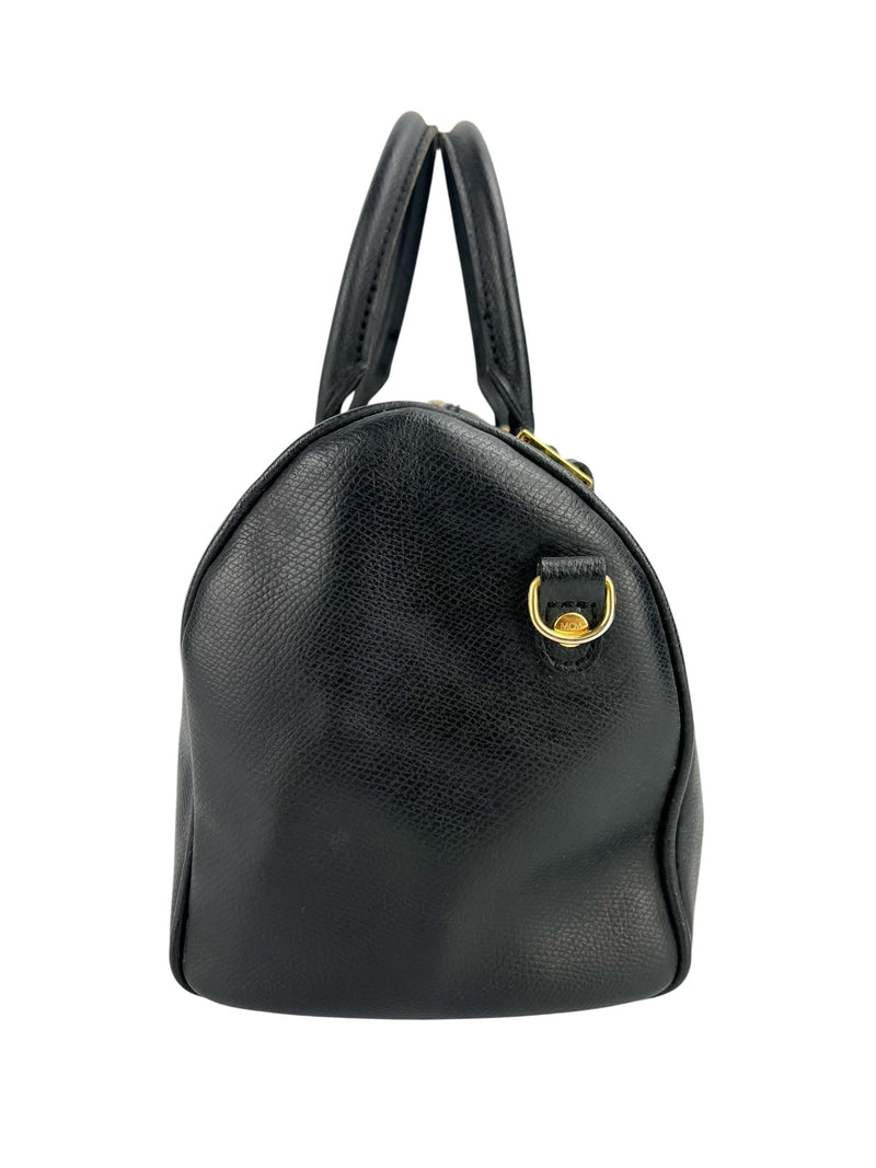 MCM Black Leather Heritage Boston Bag