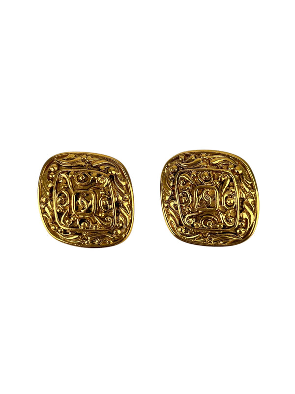 Chanel Vintage Filigree Clip On Earrings