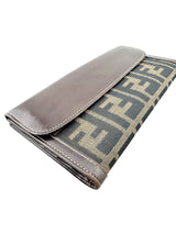 Fendi Brown Canvas Zucca Long Wallet