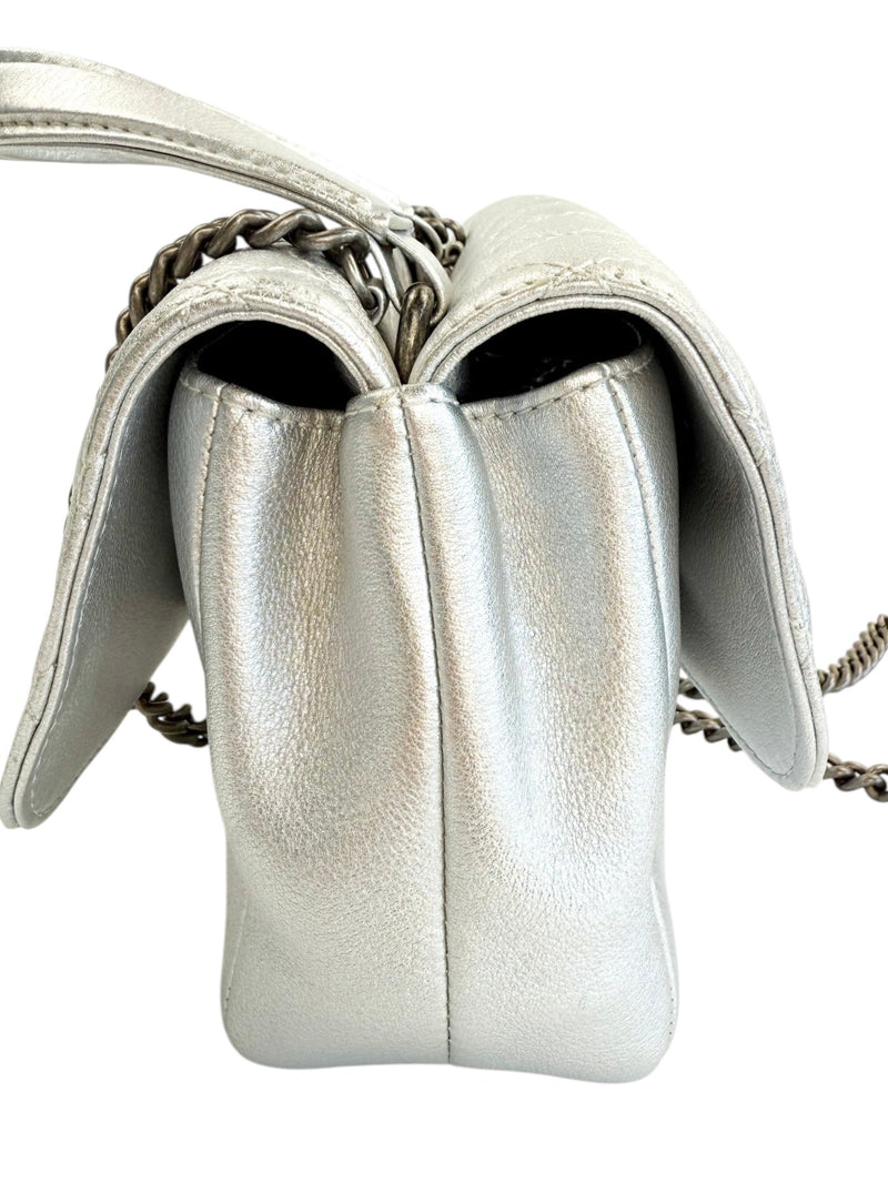 Chanel Metallic Quilted Calfskin Pilot Essentials Small Flap Bag