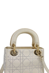 Dior Off White Satin Rhinestone Lady Dior Mini