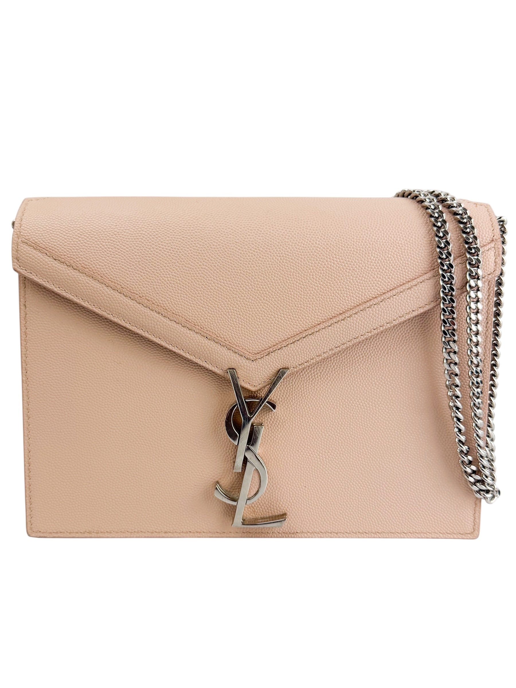 Saint Laurent Pink Pebbled Leather Cassandra