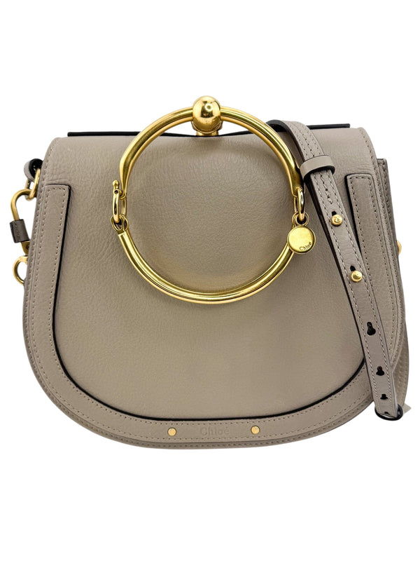 Chloe Grey Calfskin Suede Nile Bracelet Bag Medium