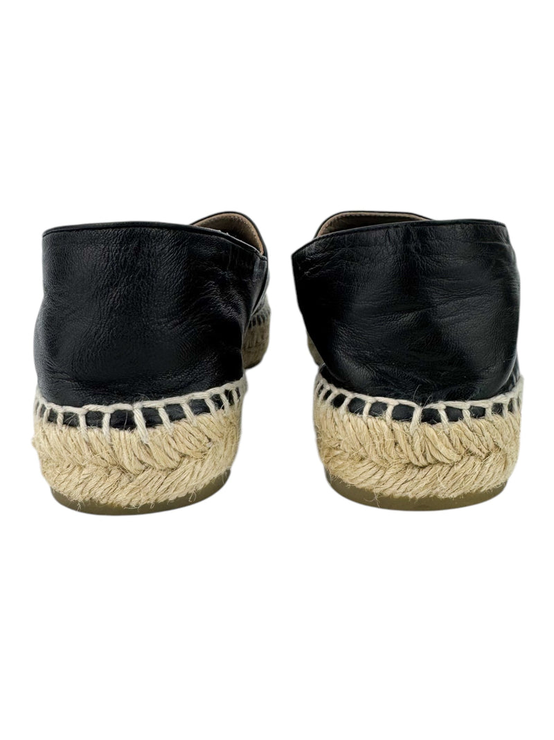Chanel Black Lambskin CC Espadrilles Size 38