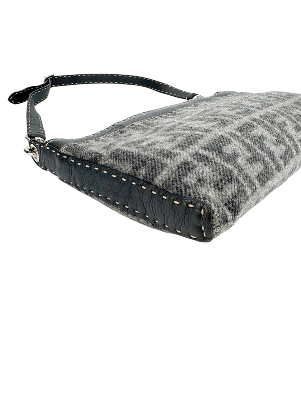 Fendi Gray Wool Sellaria Shoulder Bag