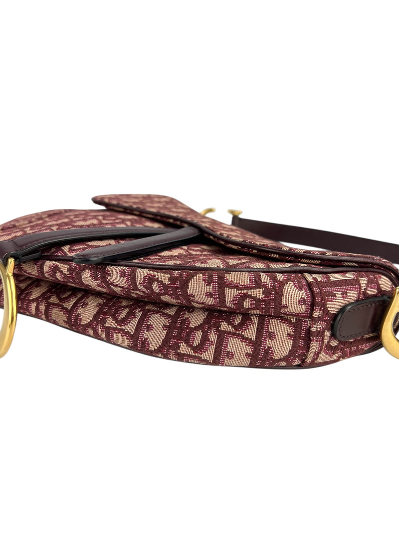 Christian Dior Burgundy Oblique Saddle Bag