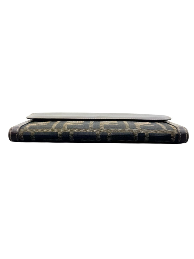 Fendi Brown Canvas Zucca Long Wallet