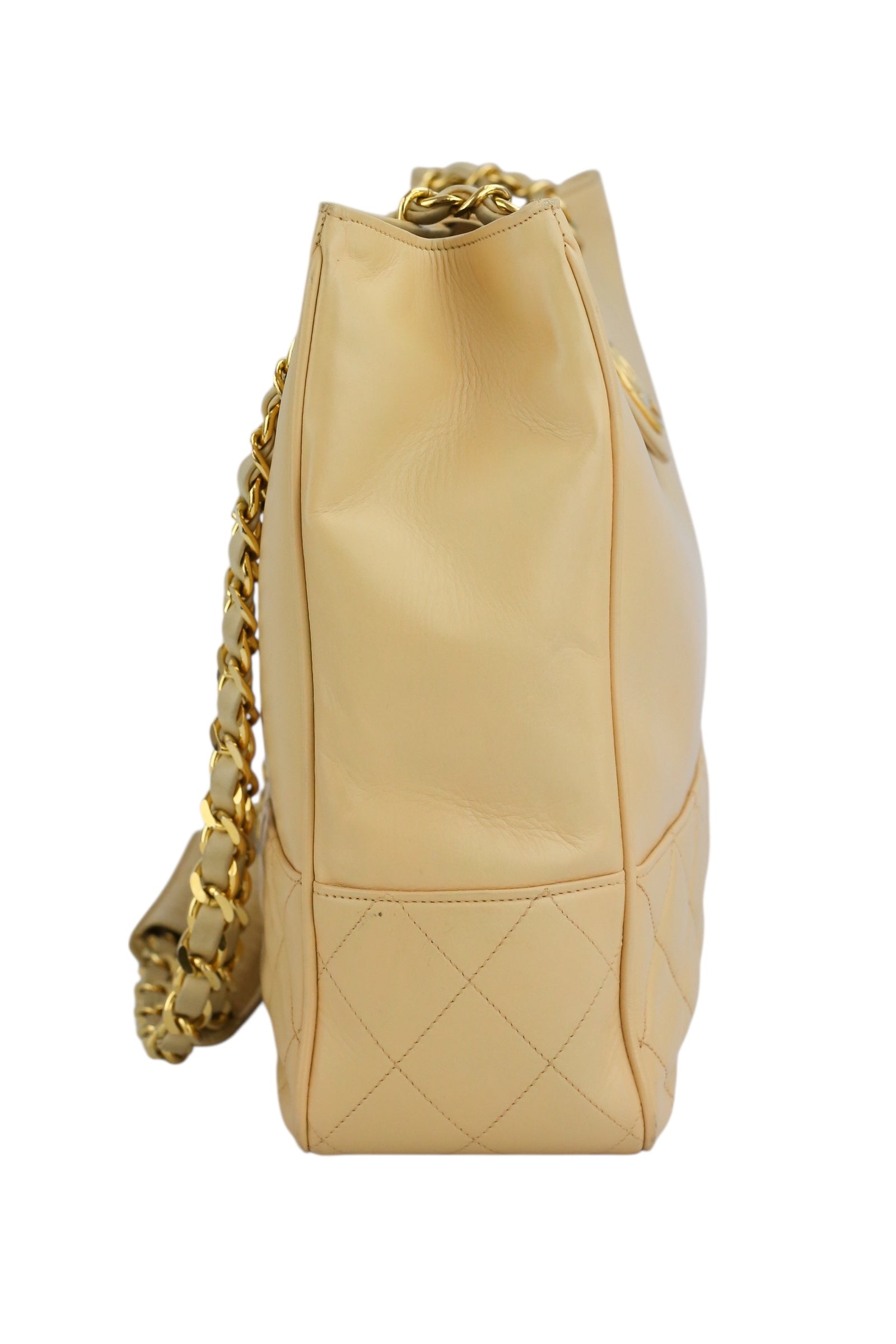 Chanel Beige Lambskin Vintage 24K Chain Tote