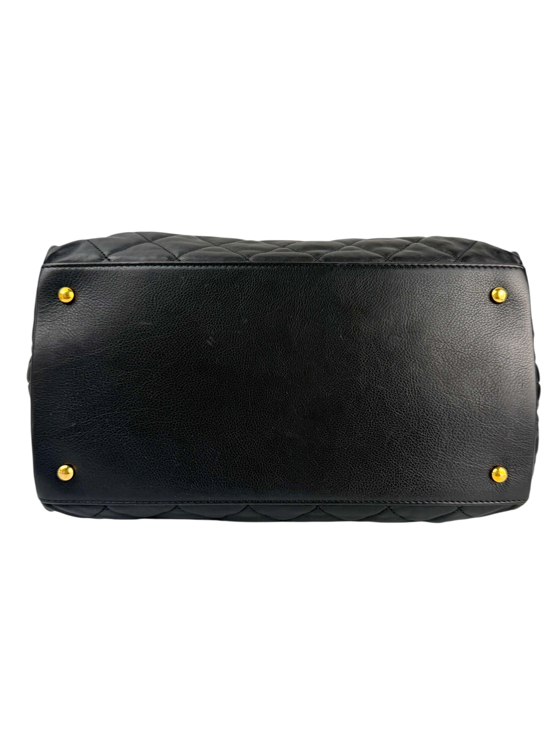 Chanel Black Calfskin Quilted Chain Me Tote