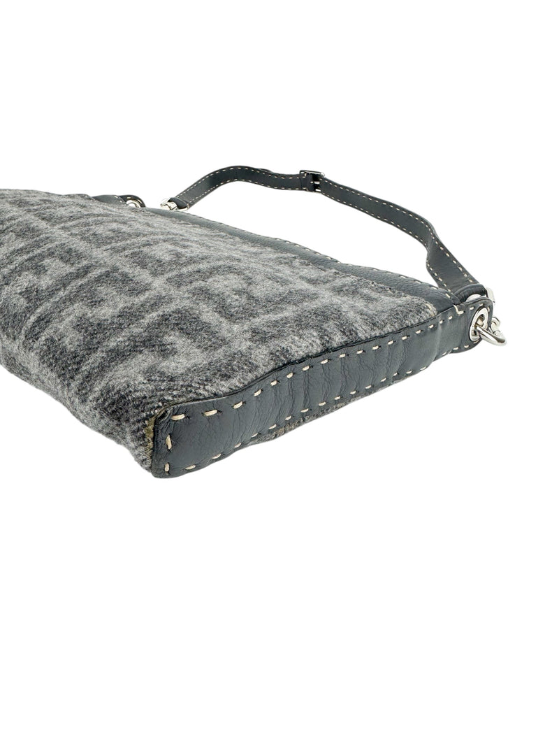 Fendi Gray Wool Sellaria Shoulder Bag