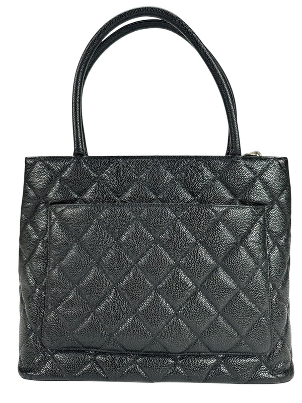 Chanel Black Caviar Leather Quilted Medallion Tote