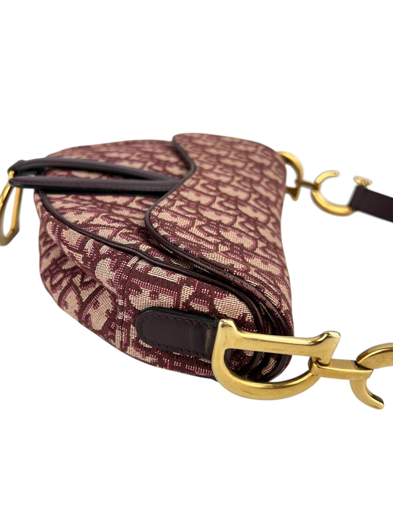 Christian Dior Burgundy Oblique Saddle Bag