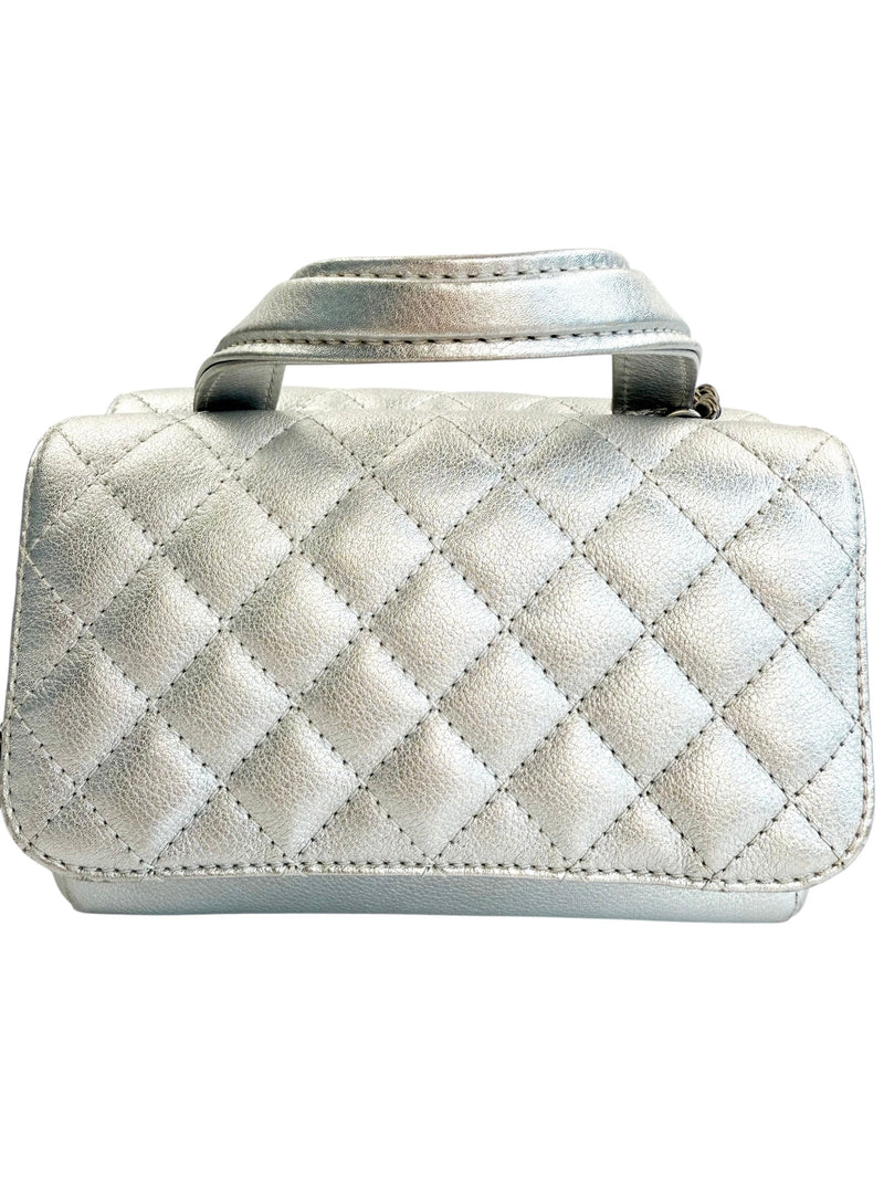 Chanel Metallic Quilted Calfskin Pilot Essentials Small Flap Bag