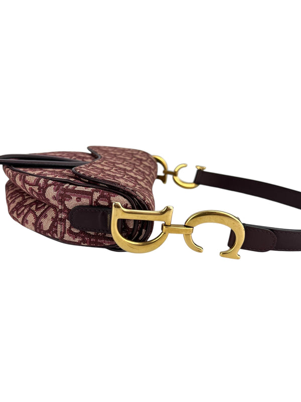 Christian Dior Burgundy Oblique Saddle Bag