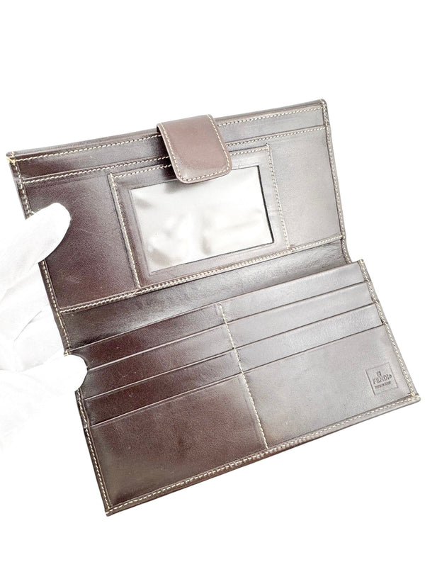 Fendi Brown Canvas Zucca Long Wallet