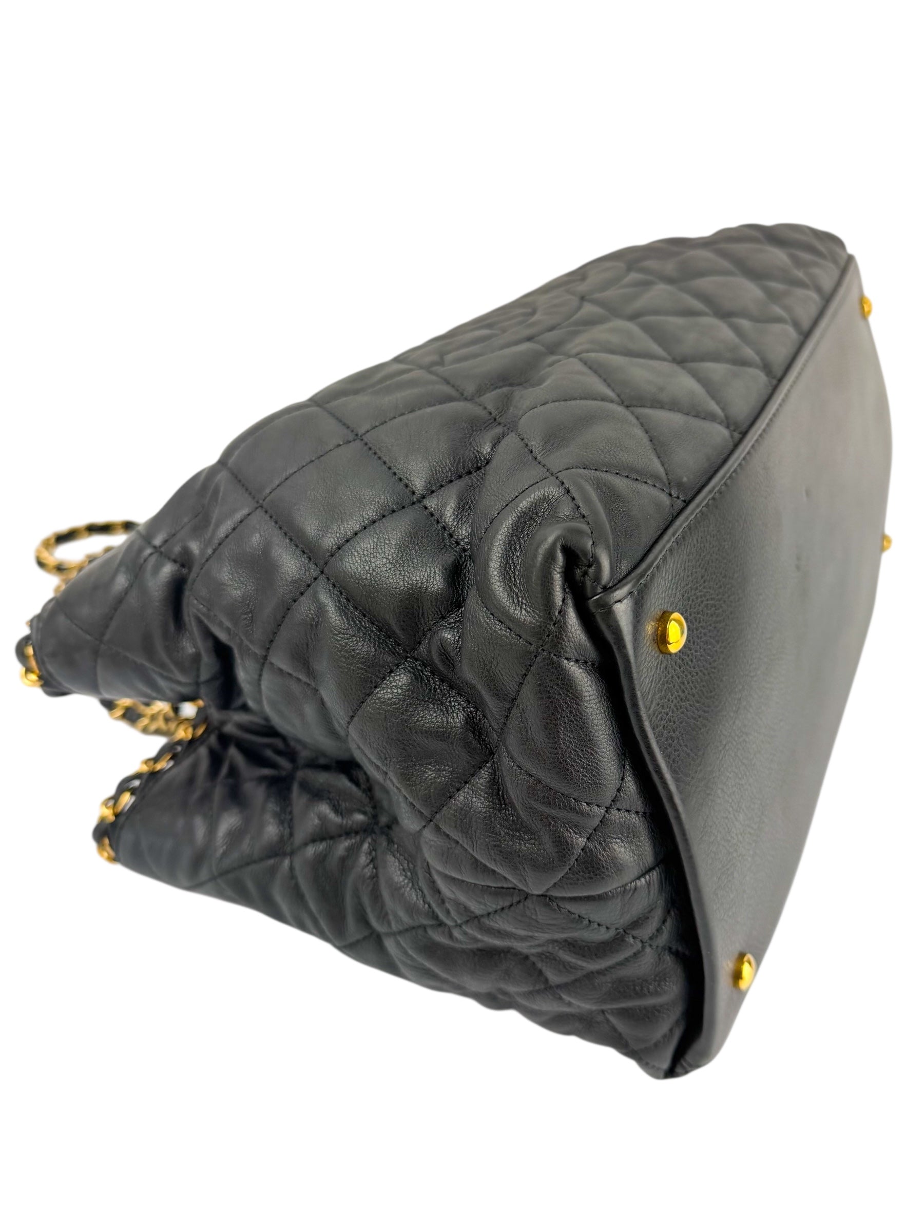 Chanel Black Calfskin Quilted Chain Me Tote