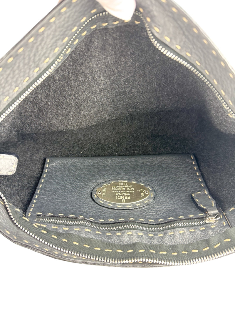 Fendi Gray Wool Sellaria Shoulder Bag