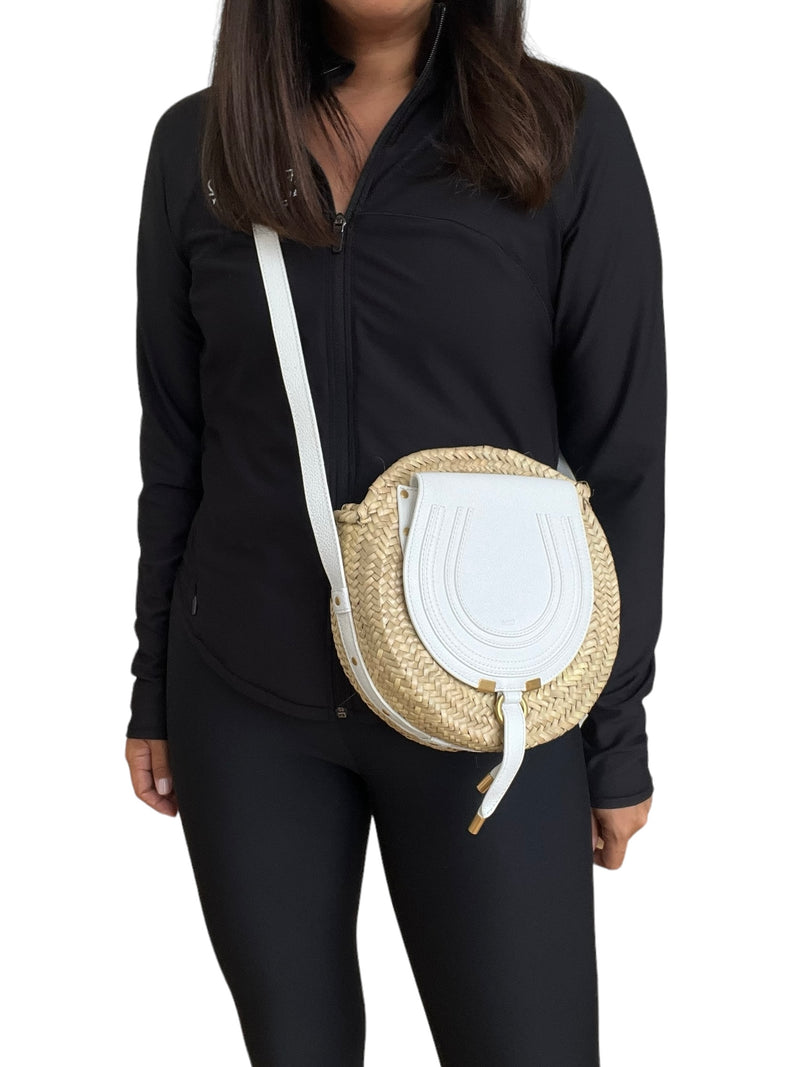 Chloe Marcie Raffia and Leather Crossbody