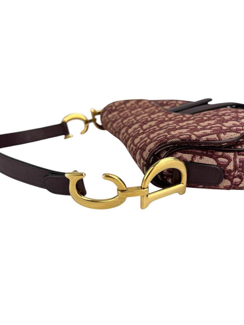 Christian Dior Burgundy Oblique Saddle Bag
