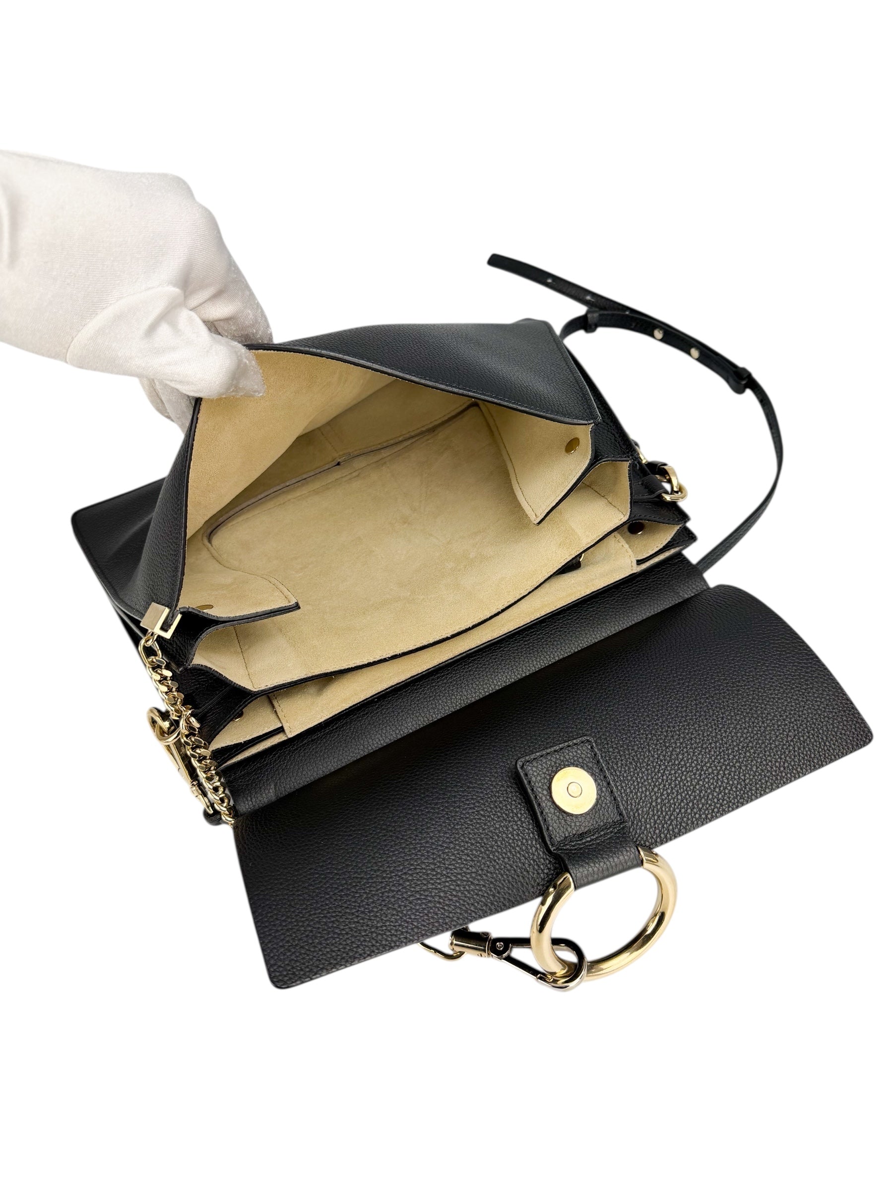 Chloe Black Leather Faye Crossbody Medium