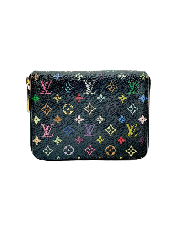 LOUIS VUITTON BLACK MONOGRAM TAKASHI MURAKAMI MULTICOLOR ZIPPY COIN PURSE