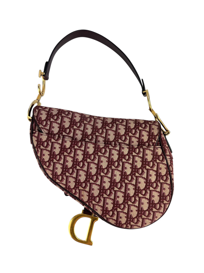 Christian Dior Burgundy Oblique Saddle Bag