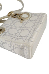 Dior Off White Satin Rhinestone Lady Dior Mini