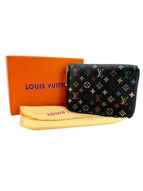 LOUIS VUITTON BLACK MONOGRAM TAKASHI MURAKAMI MULTICOLOR ZIPPY COIN PURSE