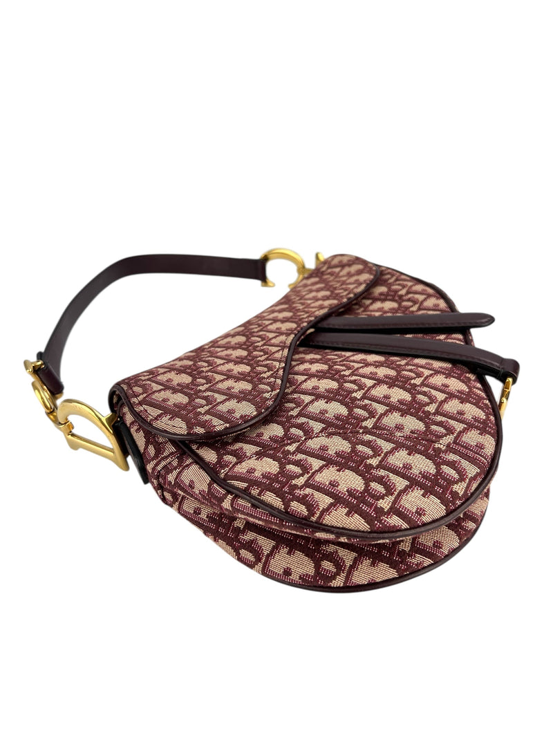 Christian Dior Burgundy Oblique Saddle Bag