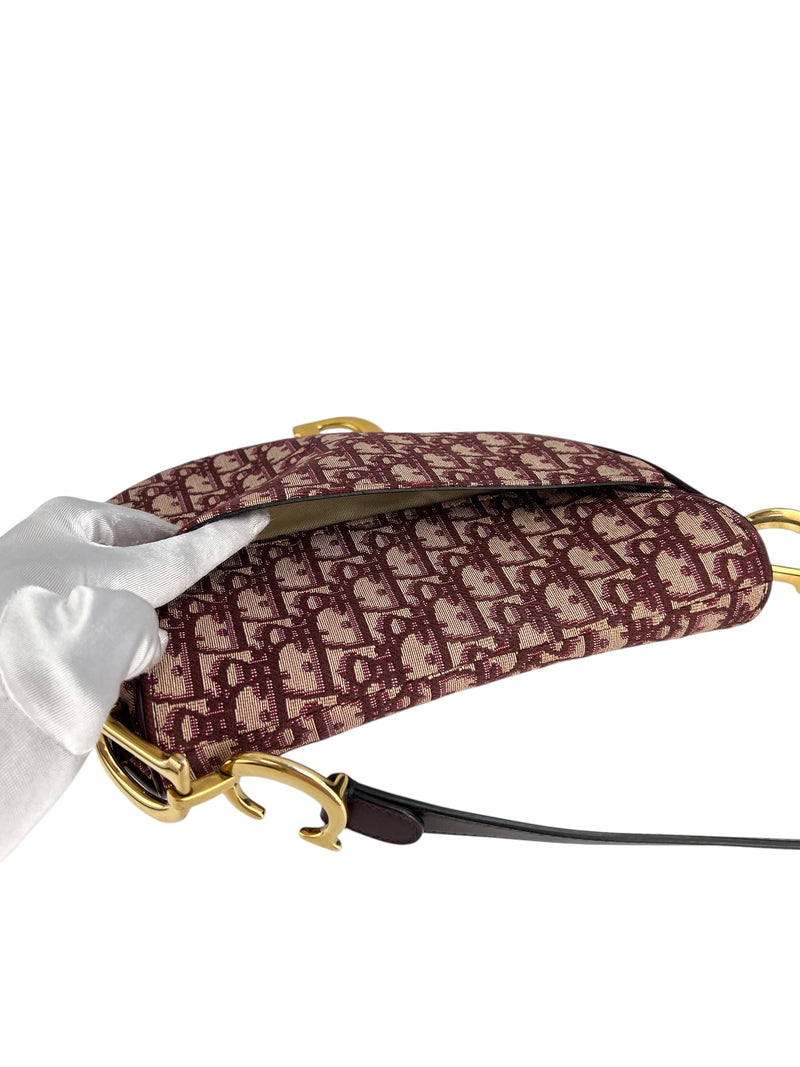 Christian Dior Burgundy Oblique Saddle Bag