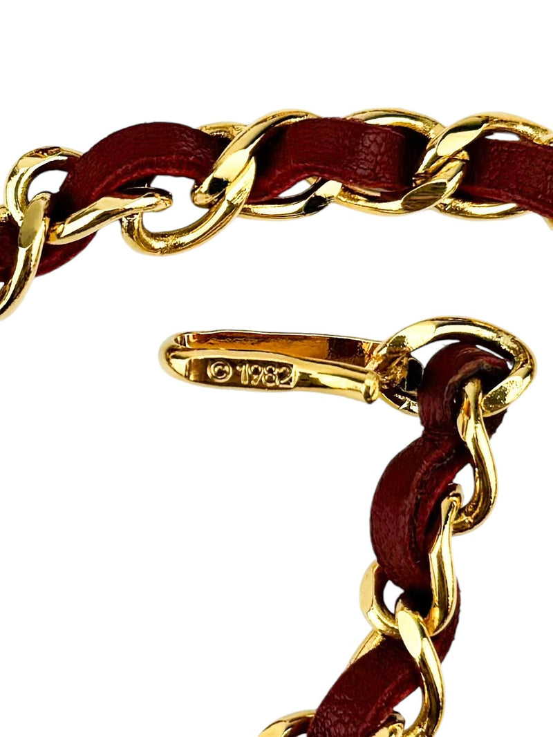 Chanel Vintage 24K Gold Plated Chain and Red Leather Medallion Belt