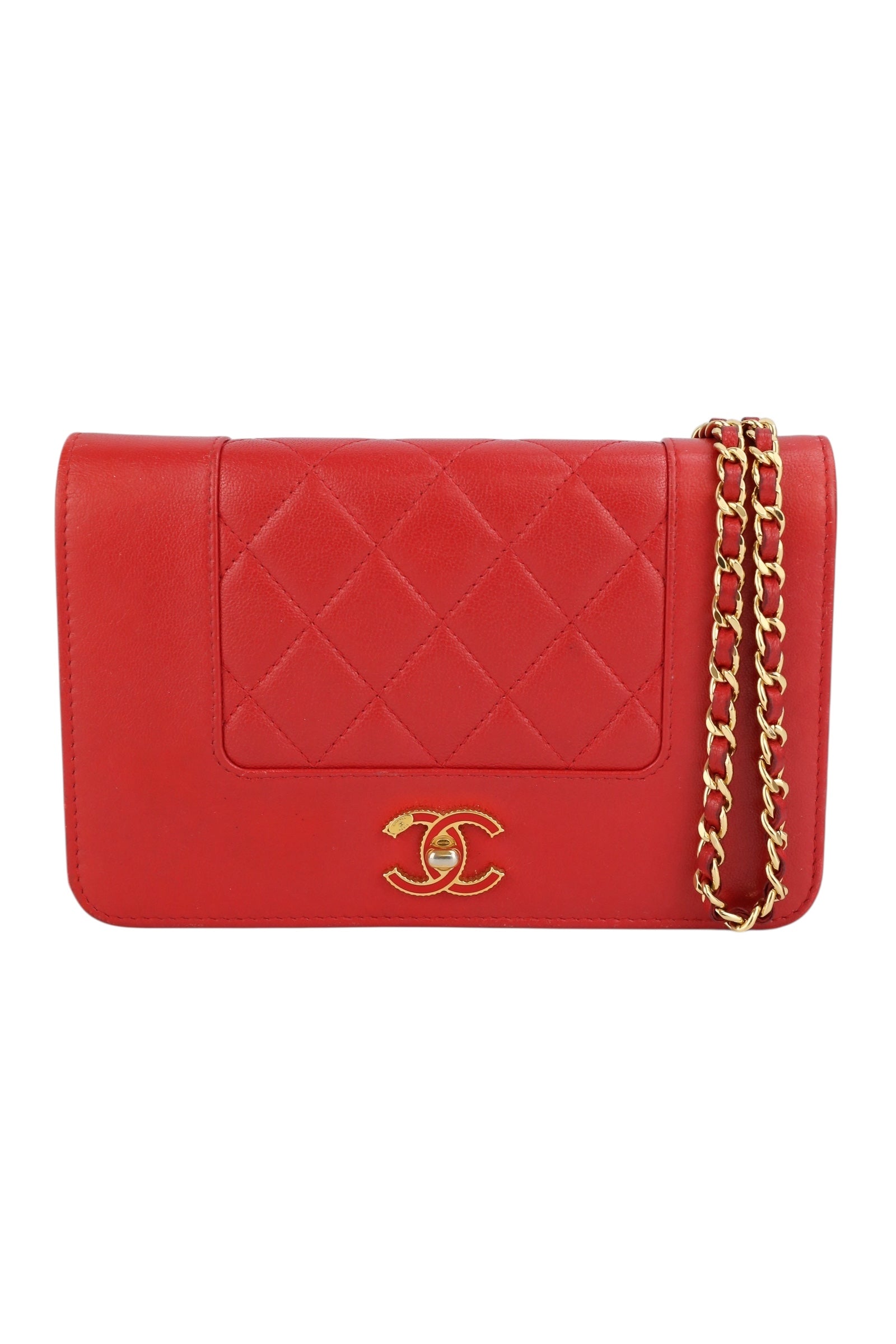 Chanel Red Leather Mademoiselle Wallet on Chain