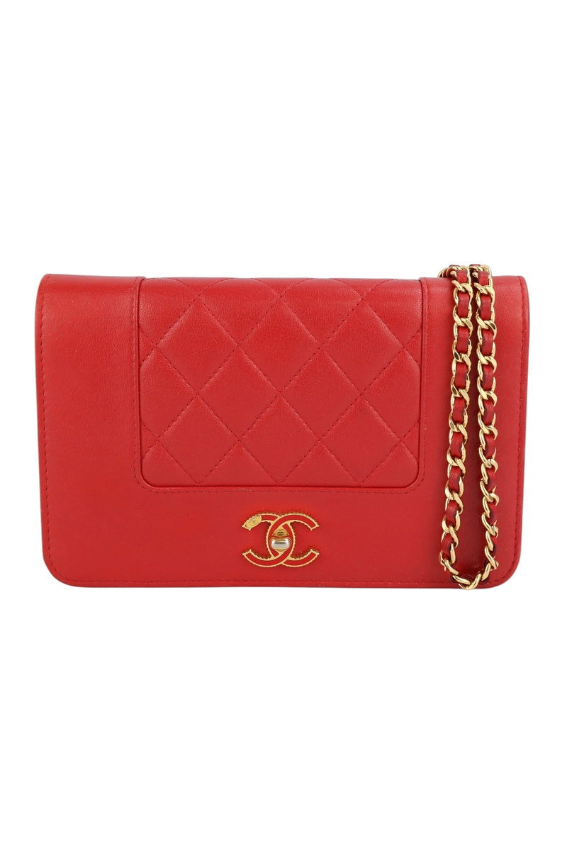 Chanel Red Leather Mademoiselle Wallet on Chain