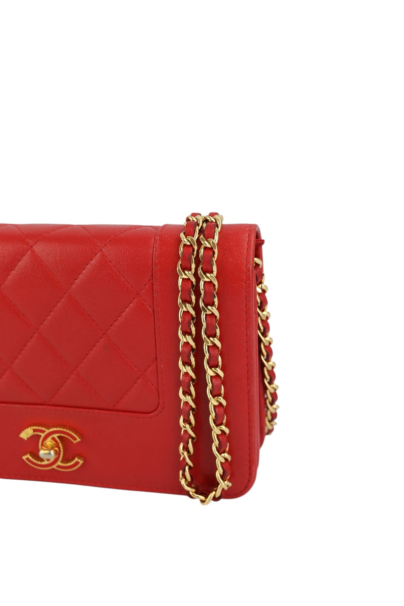 Chanel Red Leather Mademoiselle Wallet on Chain