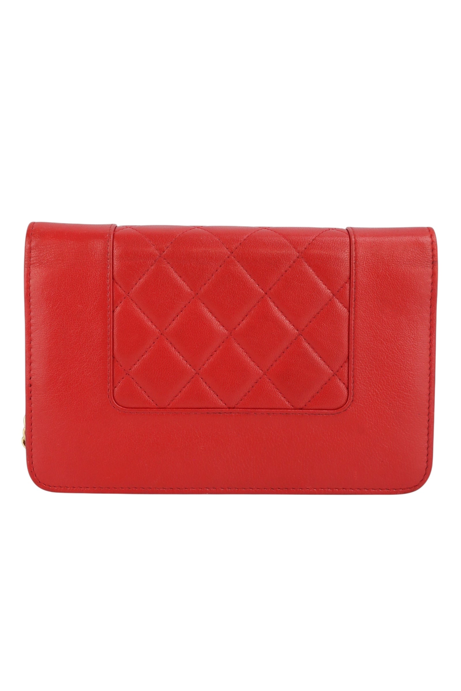 Chanel Red Leather Mademoiselle Wallet on Chain
