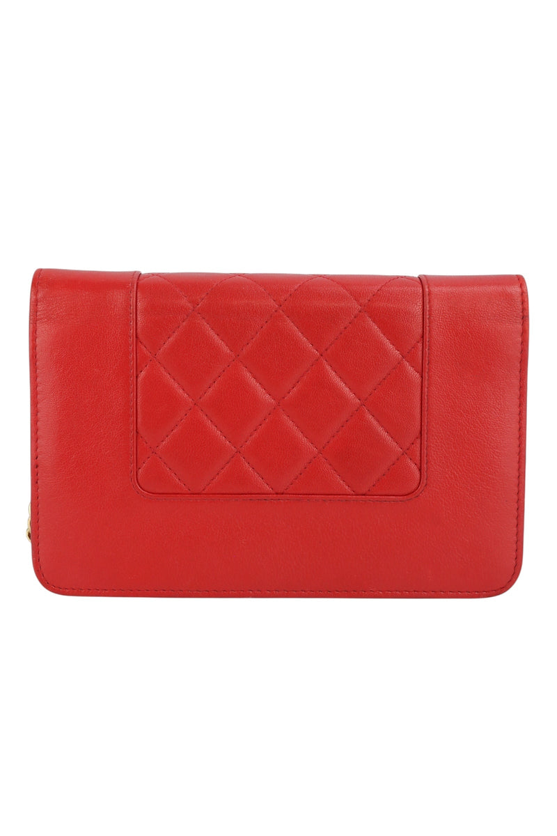 Chanel Red Leather Mademoiselle Wallet on Chain