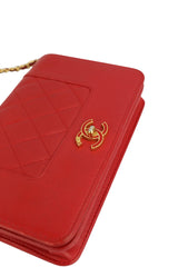 Chanel Red Leather Mademoiselle Wallet on Chain