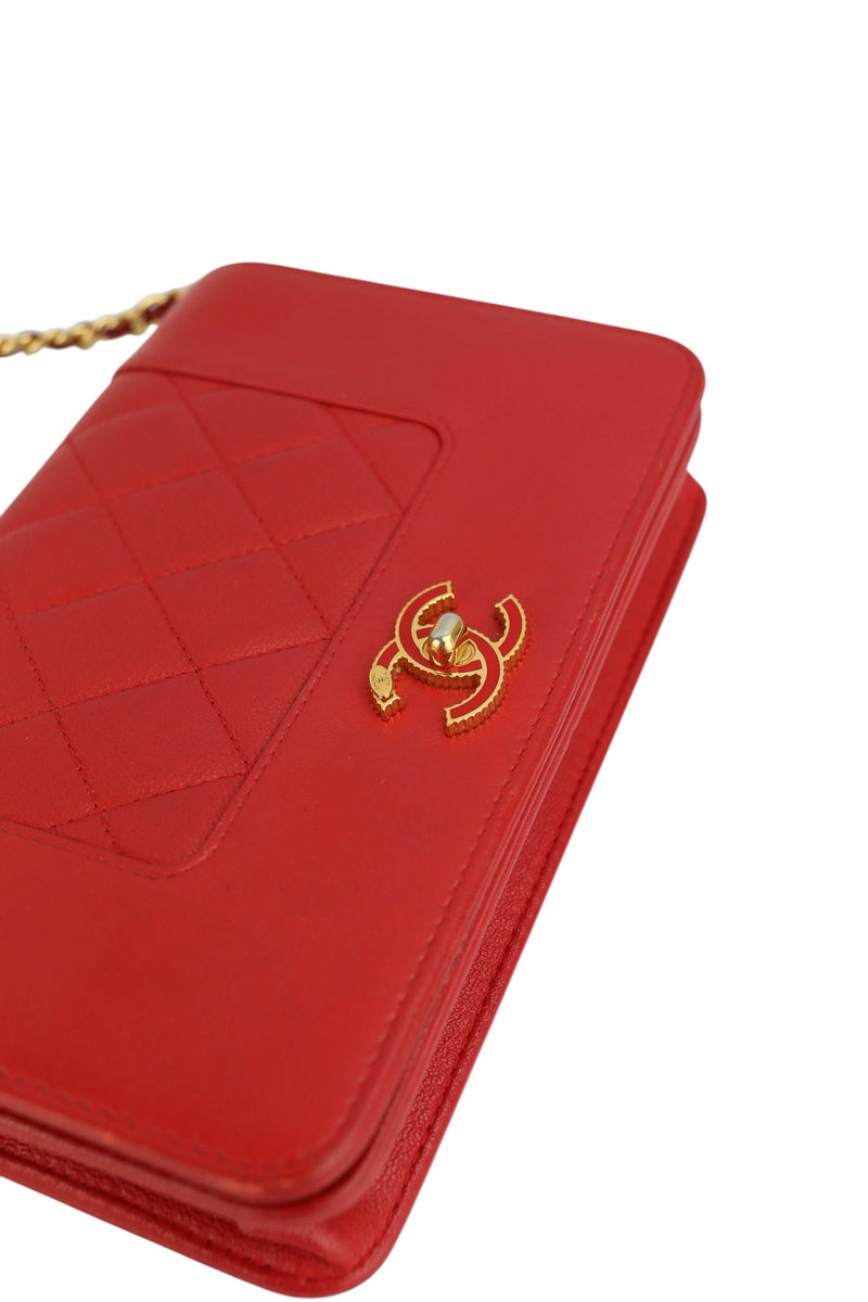 Chanel Red Leather Mademoiselle Wallet on Chain