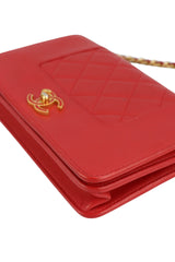 Chanel Red Leather Mademoiselle Wallet on Chain