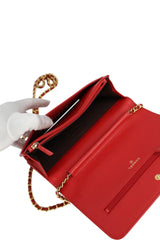 Chanel Red Leather Mademoiselle Wallet on Chain
