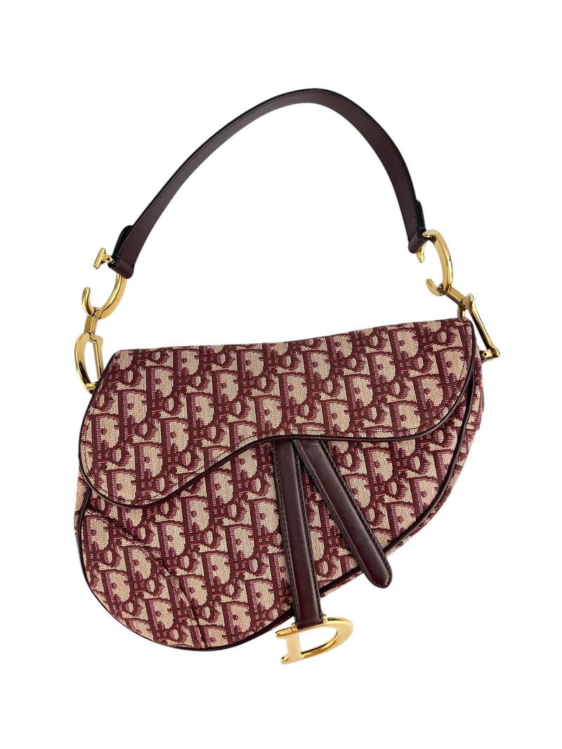 Christian Dior Burgundy Oblique Saddle Bag