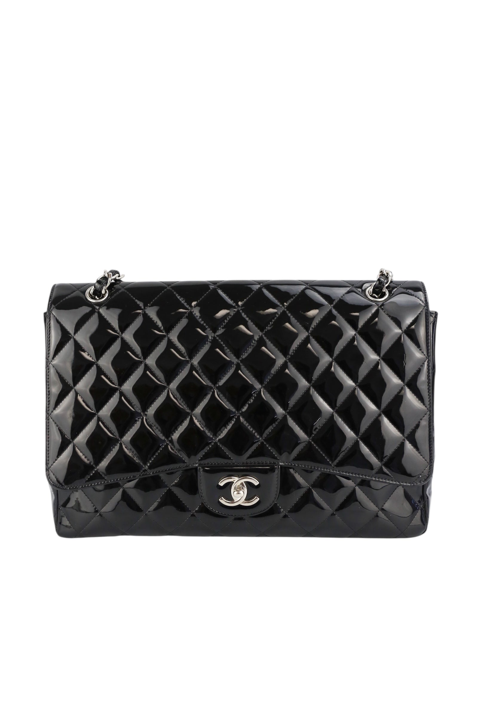 Chanel Black Patent Maxi Single Flap