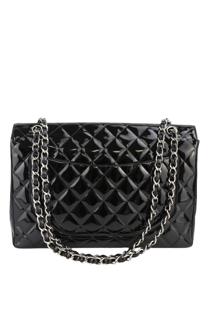 Chanel Black Patent Maxi Single Flap