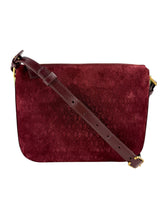 Saint Laurent Suede Burgundy All-Over Monogram Handbag