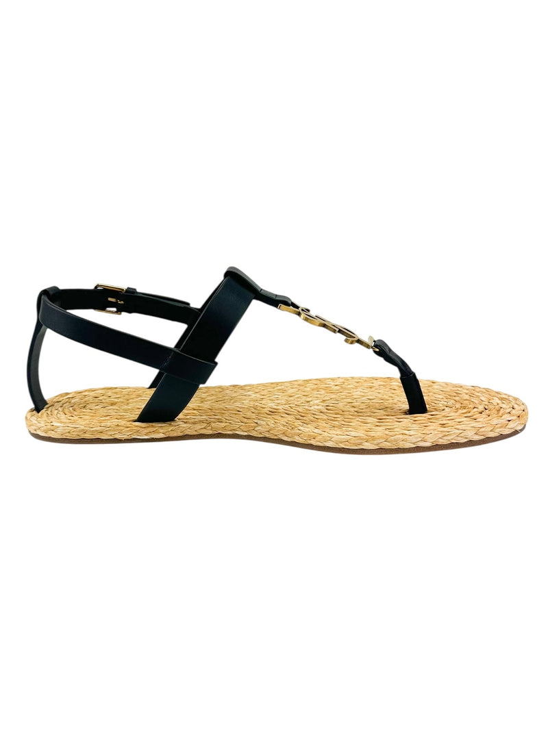 Saint Laurent Black and Gold Cassandra Sandals Size 37.5