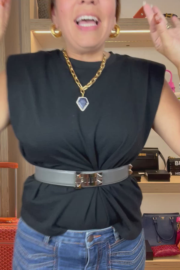 Hermes Grey Collier de Chien Belt Size 75