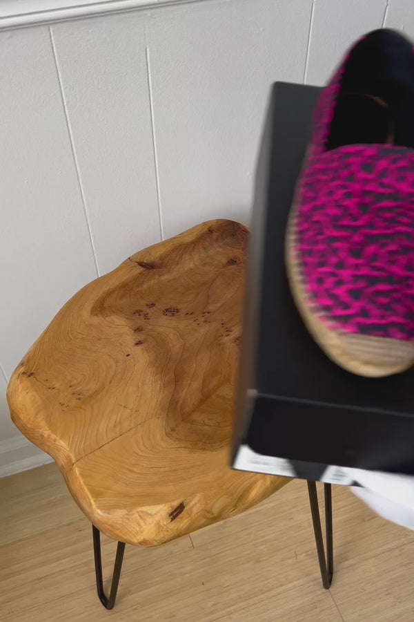 Saint Laurent Pink and Black Canvas Leopard Espadrilles Size 38.5