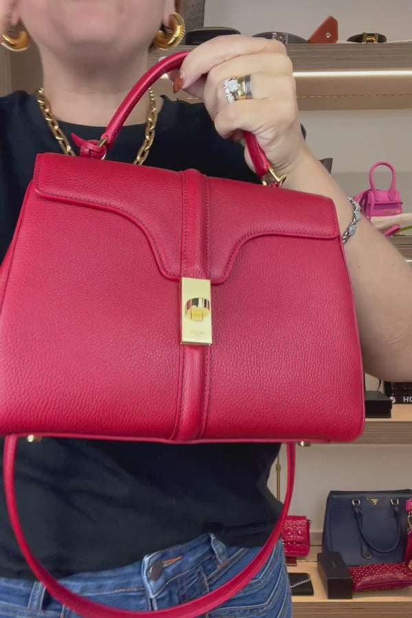 Celine 16 Red Calfskin Bag