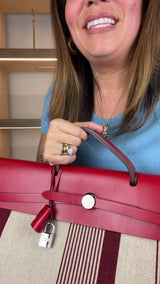 Hermes Red Toile de Camp Vache Hunter Zip Herbag