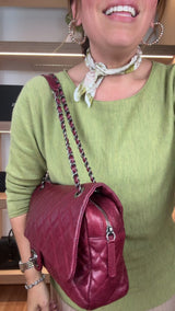 Chanel Burgundy Caviar Single Flap Zip (In Box)